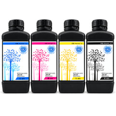SAKATA JHV-80 flexible UV ink 1L CMYK bottles in a row