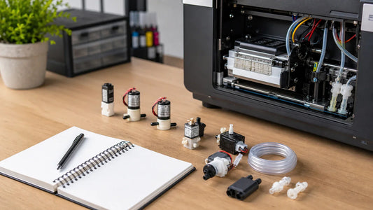 UV printer printhead clog or damage troubleshooting workbench with nozzle test and ink path parts
