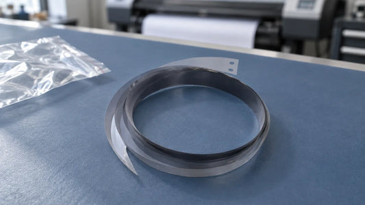 Detached E301184 reference encoder scale coiled on a receiving-inspection mat