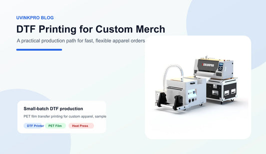 Professional DTF printer product image for small-batch custom merch blog
