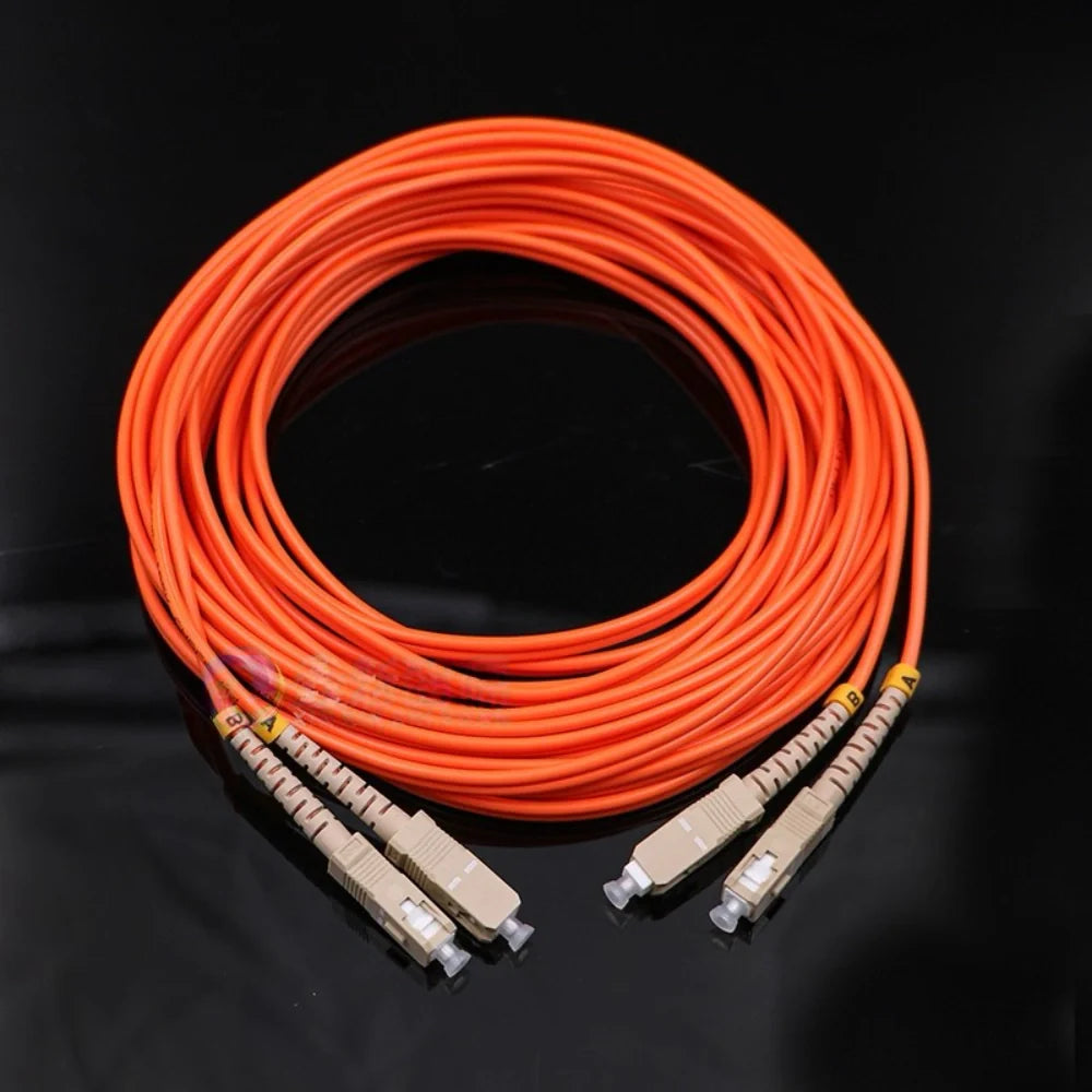 Orange Square-Head Dual-Core Fiber Cable
